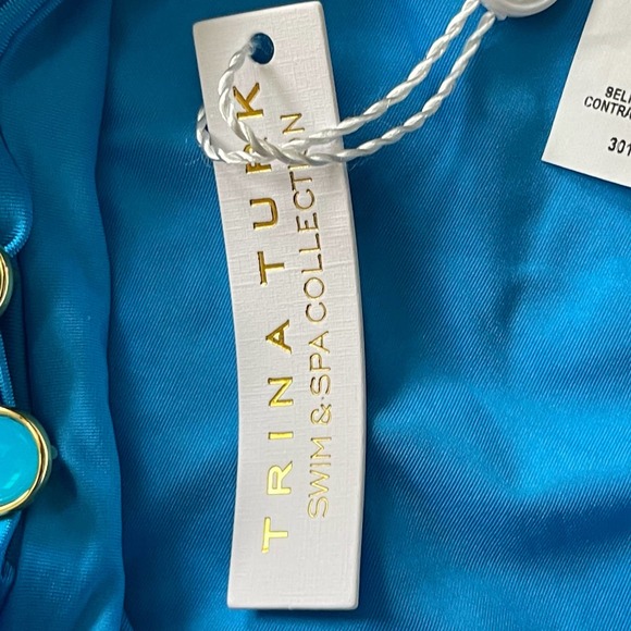 Trina Turk Monaco Sash High Waist Bikini Bottom Stretch Pull-On Style Blue SZ 6 - Picture 6 of 7